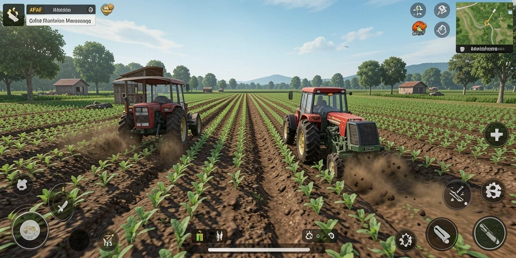 Screenshot AFAF menampilkan petani sedang merawat tanaman pertanian.