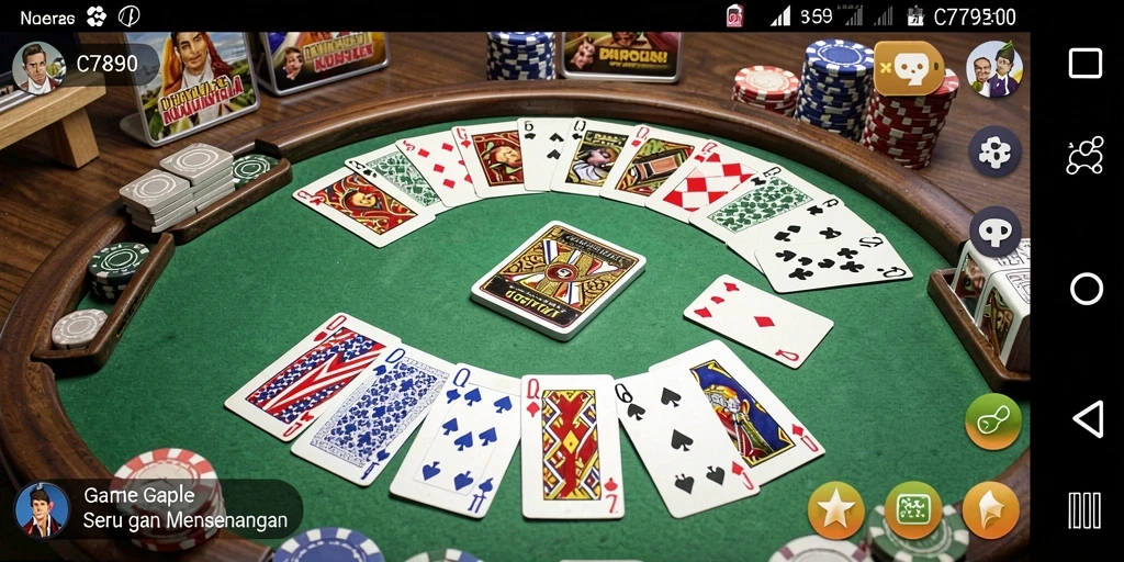 Gameplay seru C7890 menunjukkan keseruan bermain Gaple.