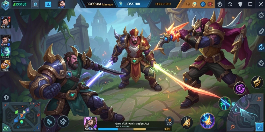 Tampilan seru gameplay JOSS188 dengan aksi MOBA intens.
