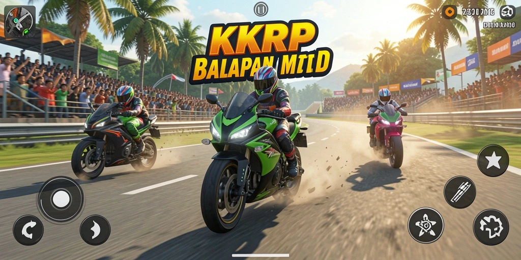 Gameplay seru KKRP dalam balapan motor yang mendebarkan.