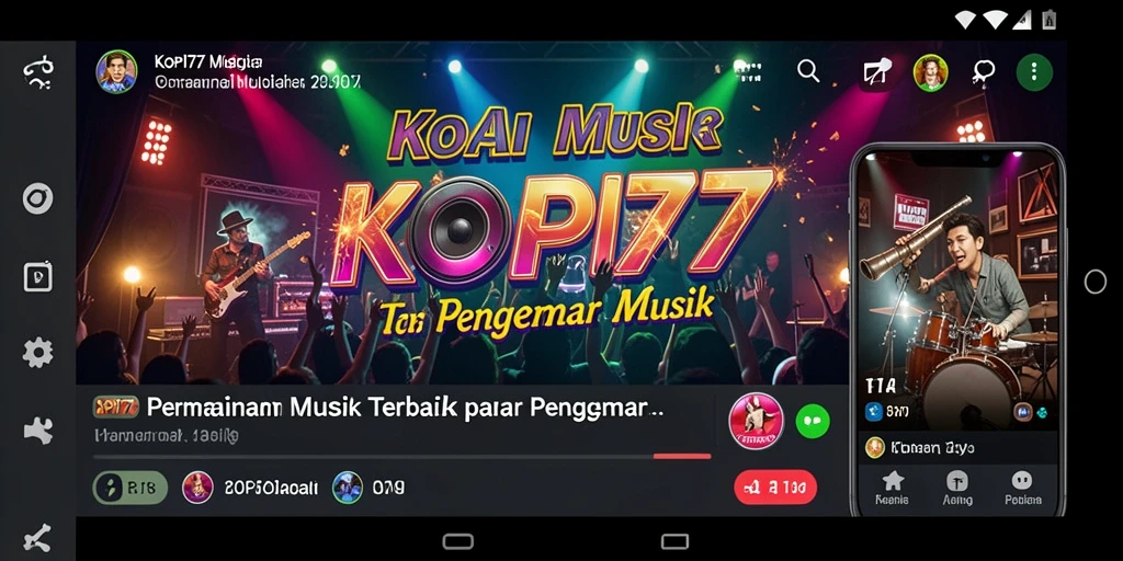 Tampilan utama gameplay KOPI77 menampilkan berbagai genre musik.