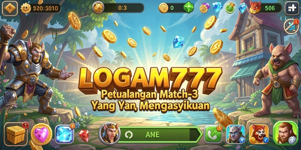 Gameplay LOGAM777 yang seru dalam aksi Match-3.