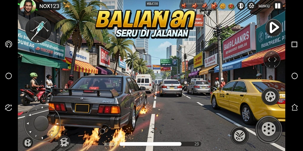 Tangkapan layar utama NOX123 menampilkan aksi balapan yang mendebarkan.