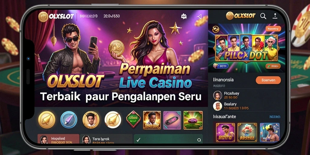 Screenshot gameplay <strong>OLXSLOT</strong> menampilkan dealer profesional dan suasana kasino yang nyata.