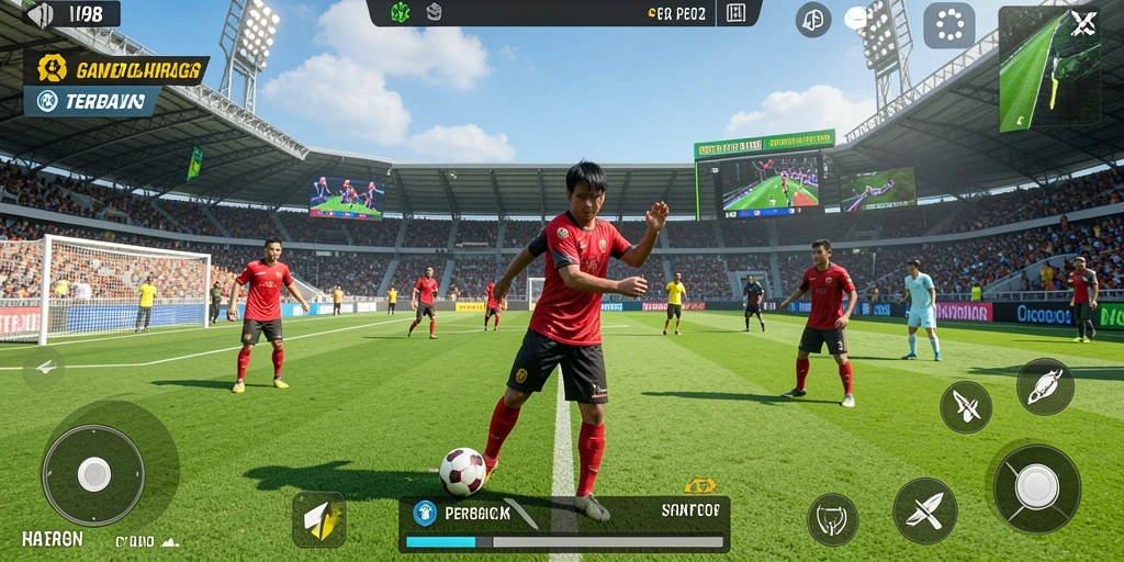 Tangkapan layar V98 menampilkan aksi seru dalam permainan olahraga.