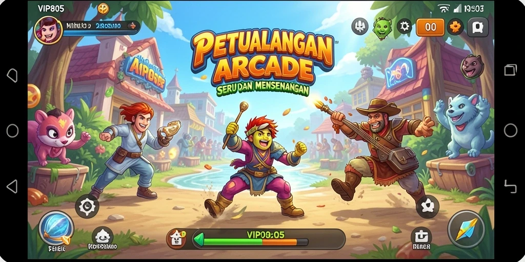 Tangkapan layar gameplay VIP805 yang menampilkan misi seru dan karakter menarik.